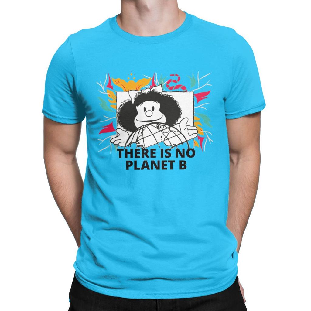 Mafalda There Is No Planet B T Shirt Men 100 Cotton Funny T Shirt Round Collar