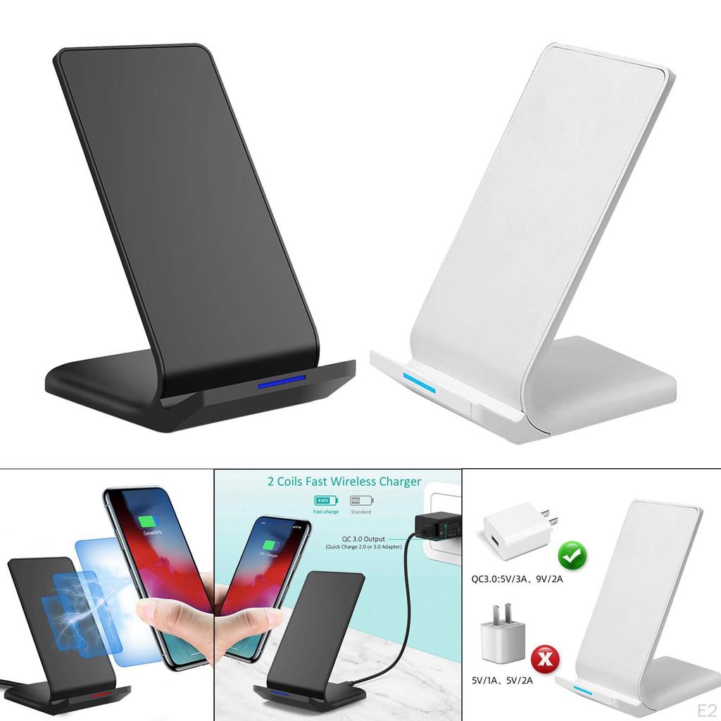 15W Fast Wireless Charger Overheating Protection Enabled 2 Coils for iOS Black