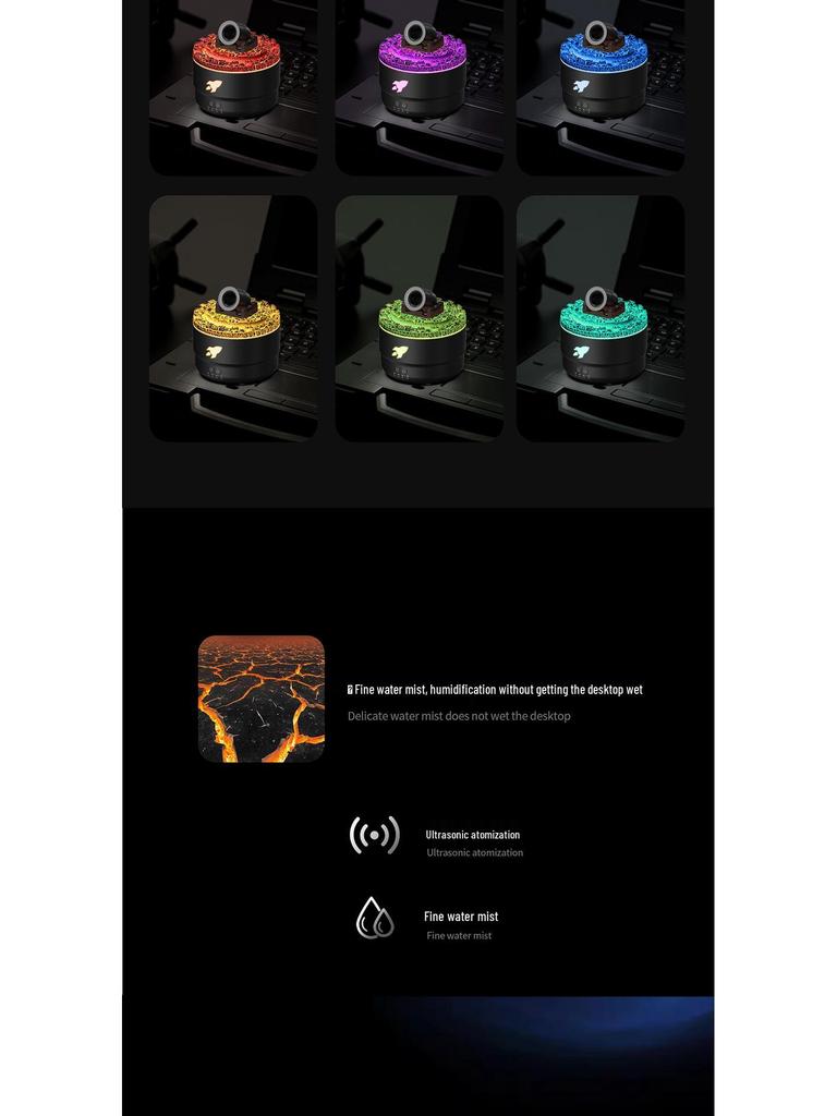 2024 Aroma Diffuser & Humidifier with Colorful Flame Simulation and Smoke Rings