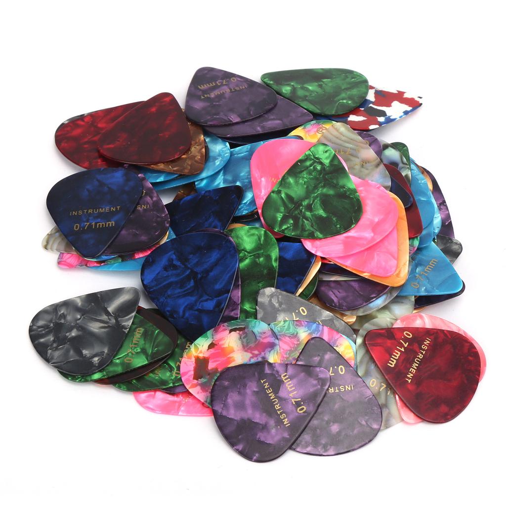 100Pcs Guitar Picks Universal Musical Instrument Parts Accessories Colorful 0.71mm