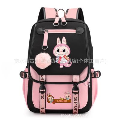 Schoolbag Printed Backpack USB Interface Anime Cartoon Student Large Capacity