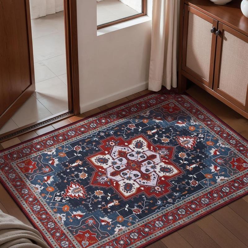 Vintage Persian Style Doormat Soft Non-Slip Mat Indoor Outdoor Decor Entryway Rug Floral Geometric Pattern Welcome Carpet