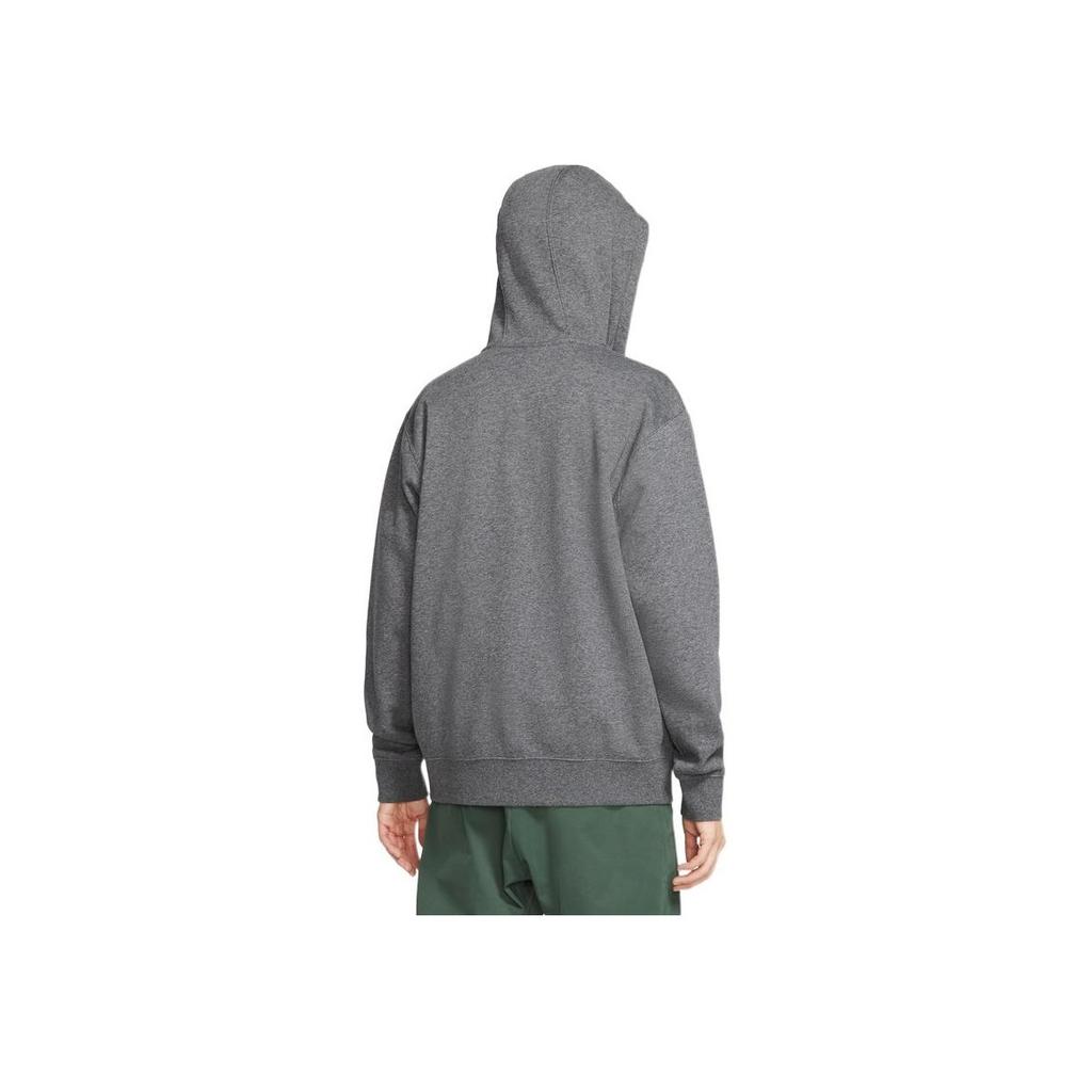 Nike Logo Embroidered Drawstring Hoodie With Long Sleeves Men Sweatshirt Gray BV2646-071