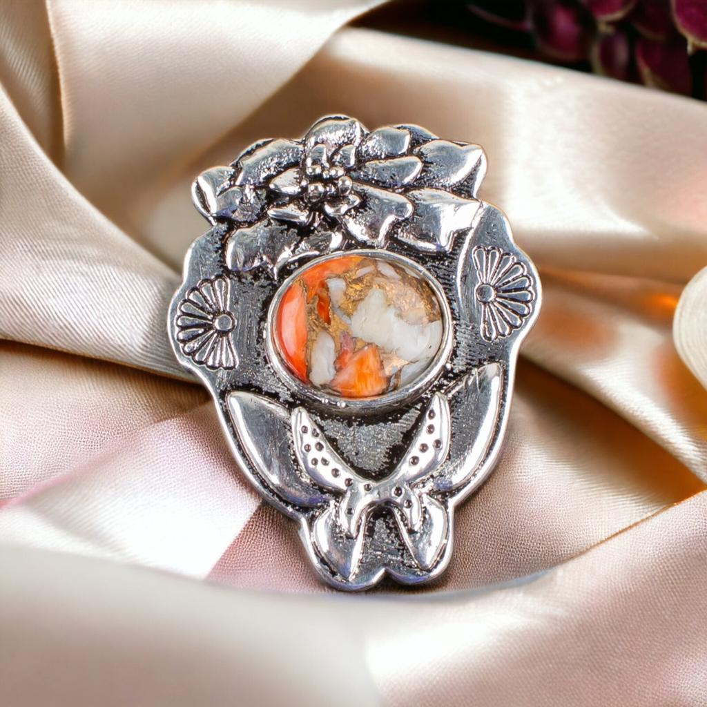 925 Solid Silver Semi Precious Gemstone Oxidised Designer Jewelry Pendant 1.37" CP-6