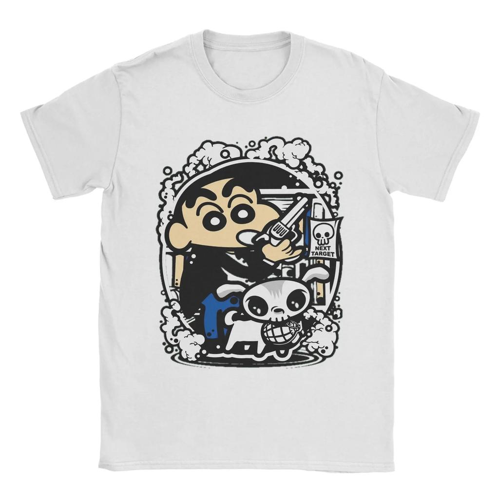 Kawaii Crayon Shinchan Blushing Tshirts Unisex Round Neck Short Sleeve Top Tee Cotton Summer Clothing