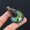 Titanium Moon Druzy Gemstone Pure Copper Wire Wrapped Handmade Pendant Jewelry