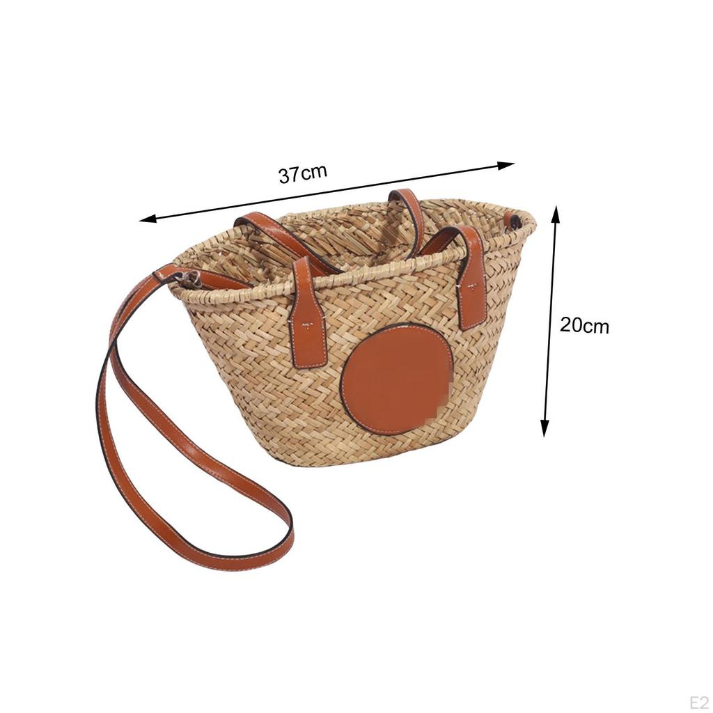 Borsa a Spalla da Donna in Paglia Intrecciata Portatile Tessuta a Mano Boemia