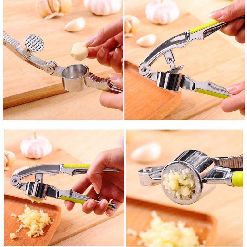 Garlic Press Crusher Ginger Squeezer Vegetables Masher Stainless Steel Handheld Ginger Mincer Kitchen Cooking Tools