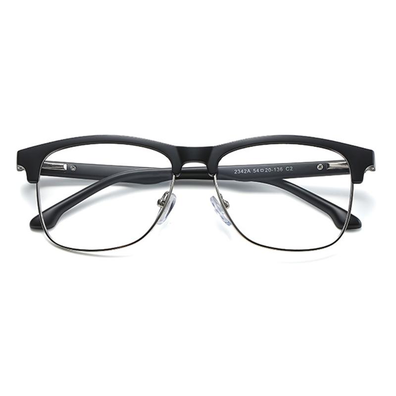 

2342 Square Half Frame Clear Lens Prescription Glasses Myopia Nerd Spectacles Degree -0.5 -1.0 -2.0 -3.0 -4.0 To -6.0 No degree 0