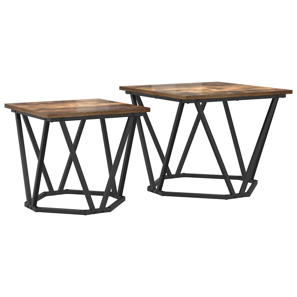 Side Table Set 2 Pcs Smoked Oak
