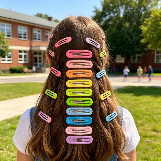 10Pz Fermagli per Capelli da Bambina Design Goccia d'Acqua Cuore Triangolo Colori Caramella Clip Laterali per Ciuffo Accessori Decorativi per Capelli