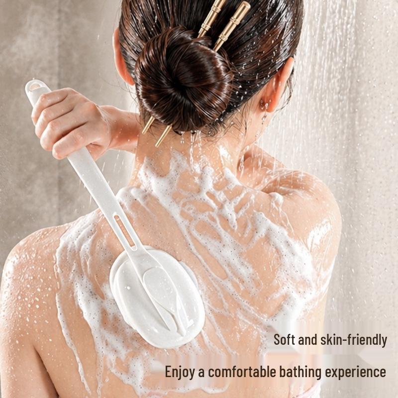 Japanese Silicone Long-Handle Detachable Bath Brush - Two-in-One Back Scrubber