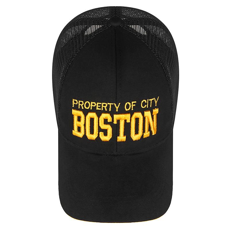 Northwood New Summer BOSTON Letters Mesh Baseball Hat Sunshade Men's and Women's Embroidery Sunshade Breathable Mesh Duck Tongue Trucker Hat