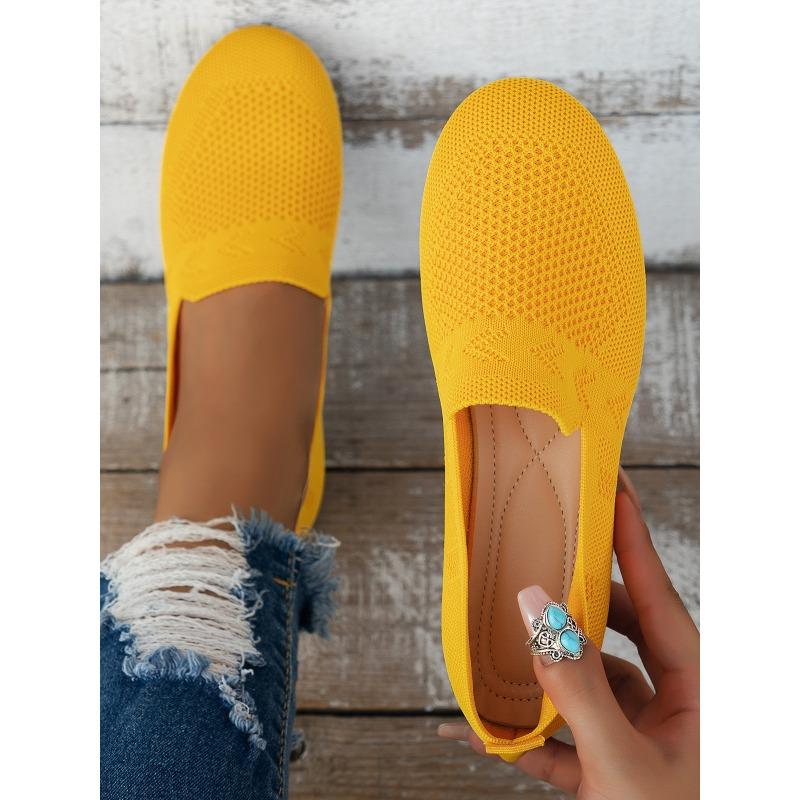 Large Size Single Shoes Women's Autumn New Fly-woven Mesh Surface Shallow Mouth One Pedal Lazy Flat Bottom Casual Women's Shoes