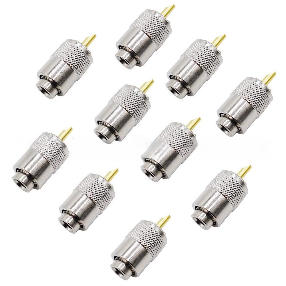 1/5/10PCS UHF PL-259 Male RF Connector 58mm Tail Hole Split Type for RG58 LMR-400 Coaxial Cable Antenna Wiring