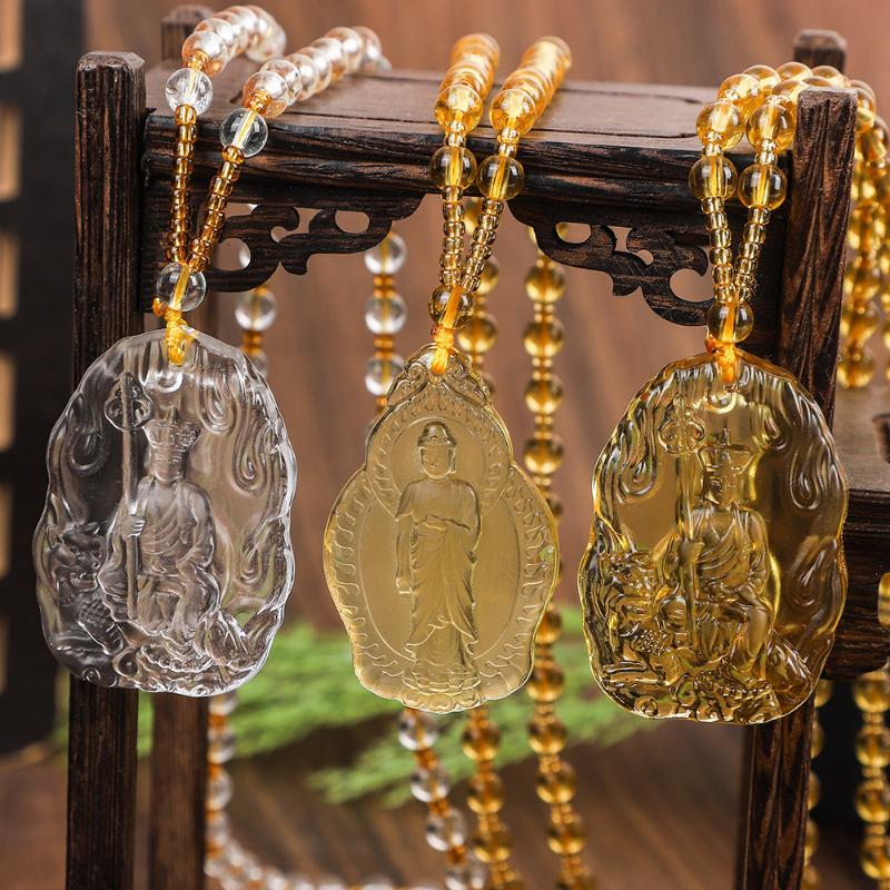 Chinese Ksitigarbha Bodhisattva Pendant Necklace Lucky Amulet Buddha Necklace Jewelry Accessories Gift