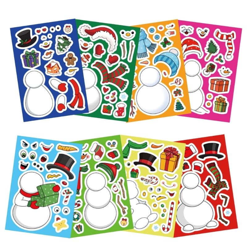 Festives Snowman Design PVC Puzzle Stickers Set Of 24 Removable Waterproof Tablet Skin Decals