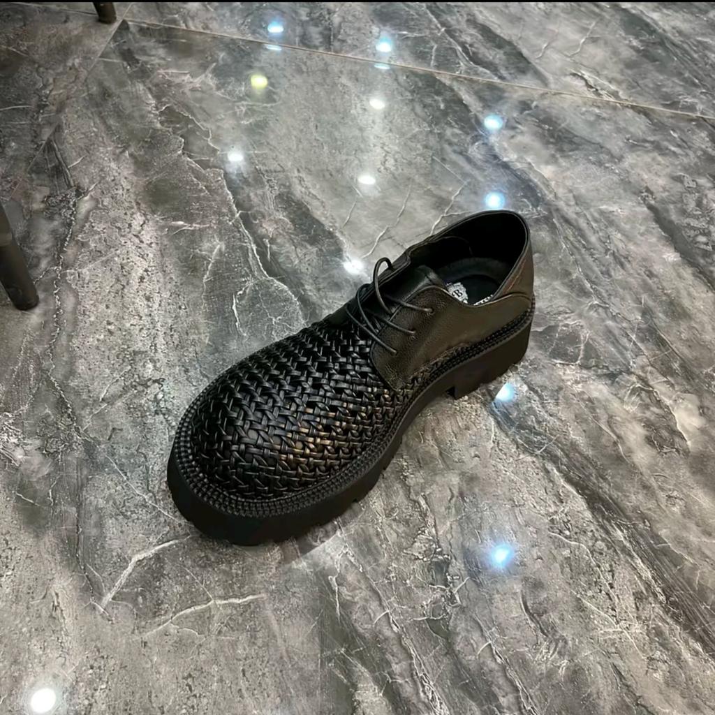 2025 new men's shoes summer breathable casual woven leather shoes men's flat baseplate shoes trendy versatile trendy brand loafers