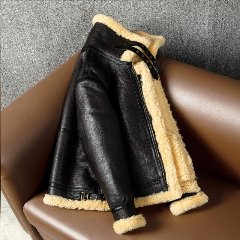 B3 Tuscan original pure sheepskin fur integrated winter leather jacket men's fur