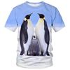 Summer New Penguin Pattern Men's T-shirt Fun Element Round Neck Extra Large Comfortable Short sleeved Top