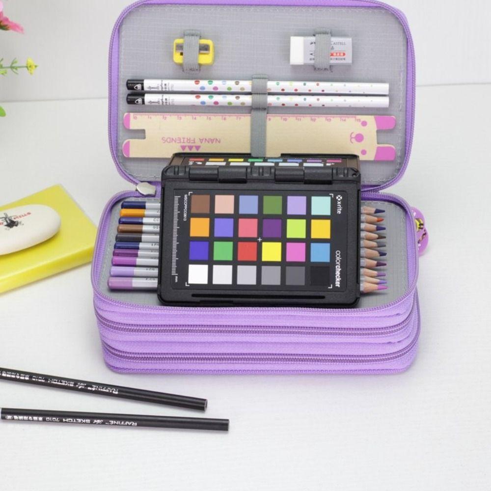 52-Hole Pen Bag Color Art Drawing Pen Organizer Large Capacity Stationery Storage Bag Students