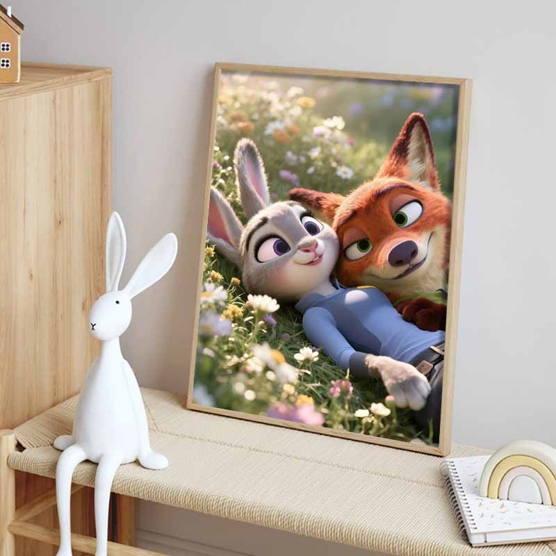 Disney 5D DIY Diamond Painting Zootopia Illustration Cartoon Full Diamond Mosaic Art Wall Decoration Set