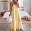 Fashion Summer Spring Solid Color Print Sleeveless U-Neck Casual Dresses