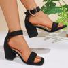 Mid-heeled Women's Shoes, Thick Heel, One-piece Flip-flop Style Sandal