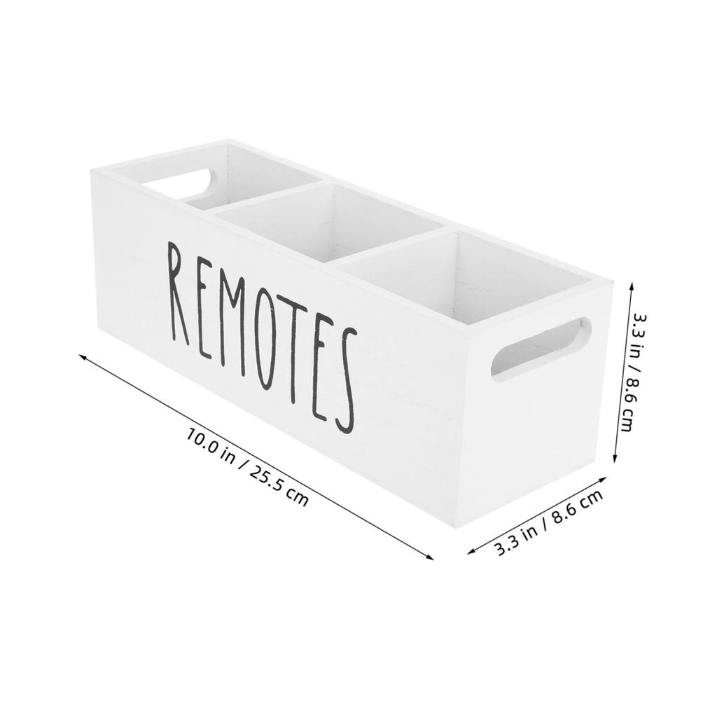 Remote Control Holder Farmhouse Remote Storage Caddy Bedside TV Controller Box Wood Media Organizer Tray for Home Bedroom Table