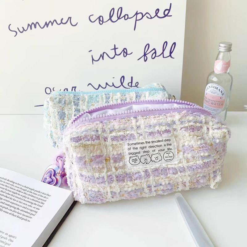 Literarisch und frisch Große Kapazität Federmäppchen Niedliche gewebte Make-up-Tasche Aufbewahrungstasche Schüler-Federmäppchen Geschenk