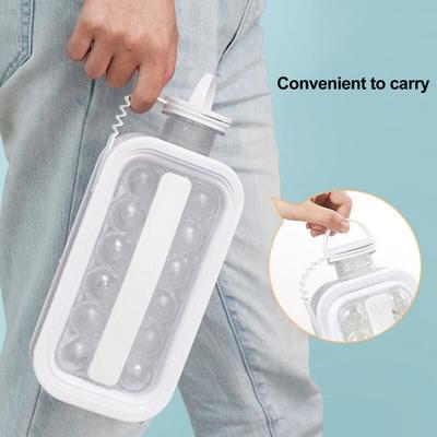 Ice Cube Mold with Lid 1.2L High Capacity 2 In 1 Ice Bottle Ice Cube Tray Foldable Odor-Free Ice Hockey Maker