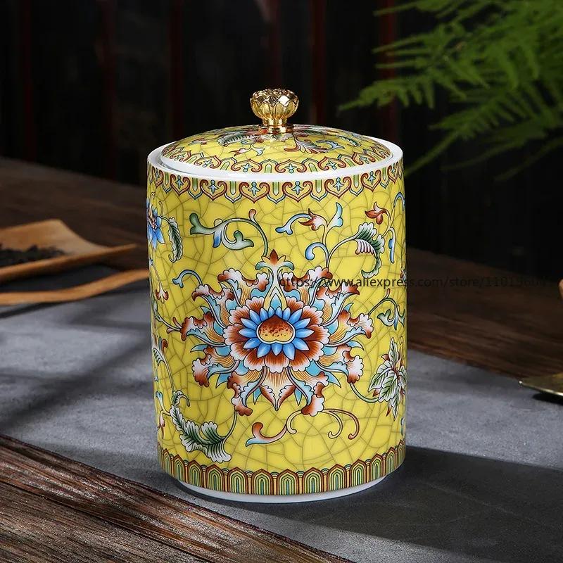 Chinese-style Ceramic Storage Jars Living Room Sealed Cans Dried Fruit Storage Boxes Household Kitchen Supplies Sealed Cans