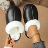 Women's Winter Flat Toe-Cap Home Slippers, Plush Warm and Comfortable Casual Half-Slip Women's Shoes