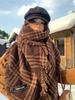 Retro Fashion Winter Women Knitted Scarf Headscarf Casual Preppy Brown Black Plaid Scarve Lady Mujer Thick Wrap Shawl Korean New