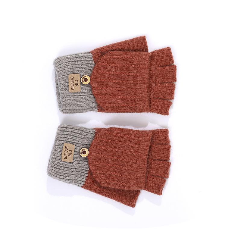 Korean Touchscreen Fingerless Winter Gloves - Plush, Thick, Cold-Proof Writing Flip Gloves for Students