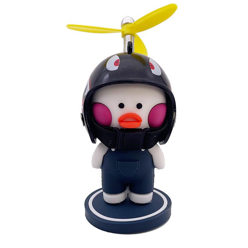 Broken Wind Yellow Duck With Helmet For Bike Motor Auto Car Accessories Wind-breaking Duck Car Interior Decoration