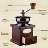 Wooden Hand Crank Coffee Grinder Space Saving Manual Miniature Espresso Maker with Cast Iron Burr Coffee Equipment
