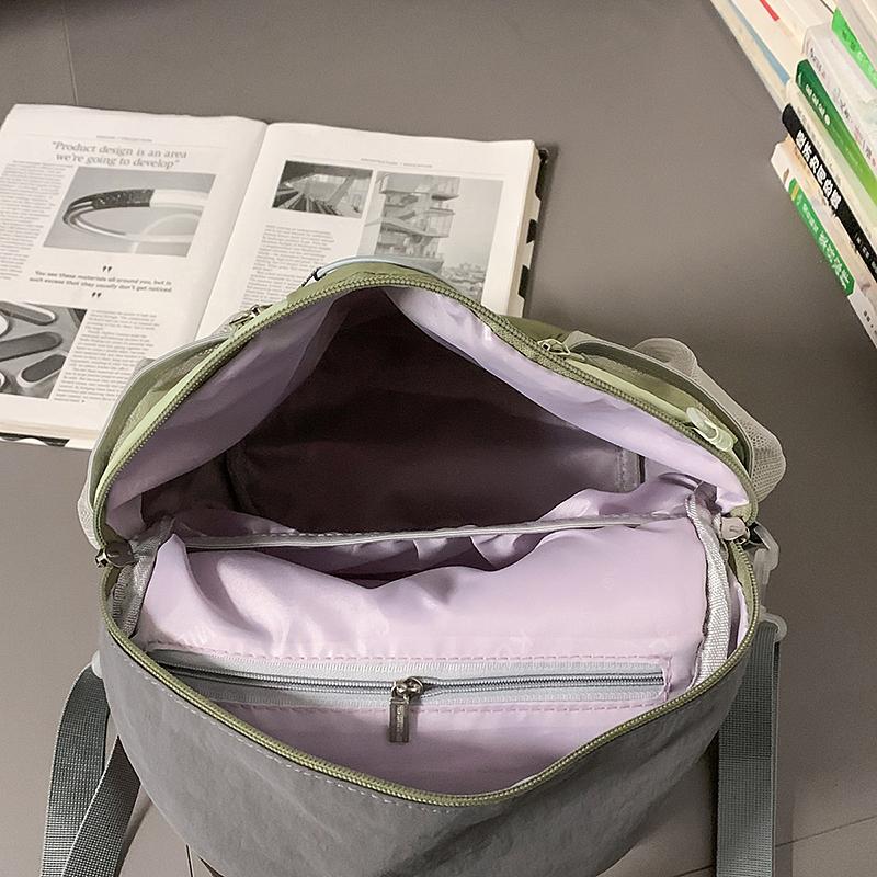 Contrast Color Stitching Backpack Couple's Lightweight Large Capacity Backpack Student Schoolbag