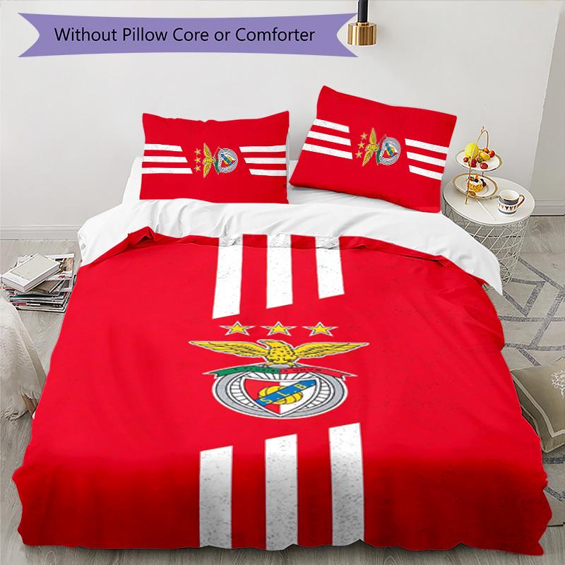 Benfica FC 3pcs Bedding Set Duvet Cover Closure Includes 1 Duvet Cover & 2 Pillowcases for All Seasons Bedroom Home Dorm Decor
