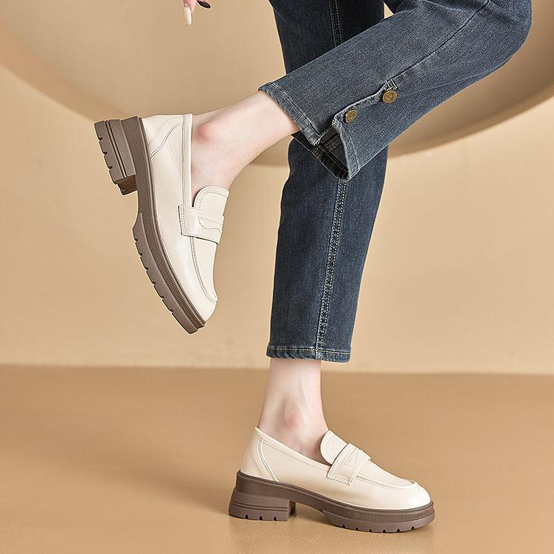 Solid Black White Soft Leather Oxfords Women Shoes Flats Slip-on British Style Ladies Work office Loafers
