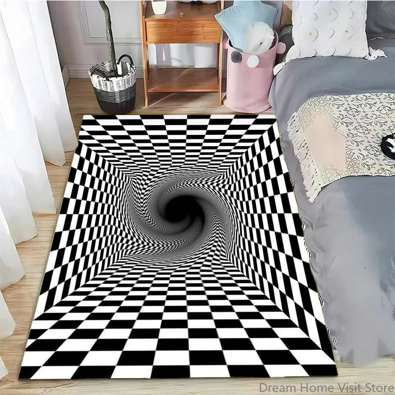 3D Vortex Illusion Area Carpet Rug for Living Room Decor Bedroom  Abstract Geometric Optical Vertigo Carpet Non-slip Floor Mat