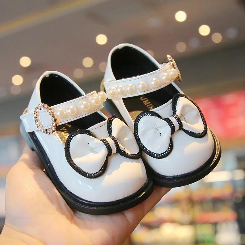 

Spring Summer Baby Girl Shoes Black White Sweet and Cute Toddler mary janes Shoes for Toddler Nice Crystal Shoes Kid F11191 16 белый
