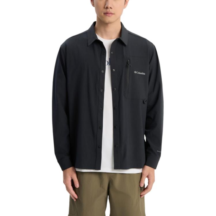 Columbia Travel Series SS25 Fashion Comfortable Versatile Sun Protection Long Sleeve Shirt Men shirts Black AE5090-010