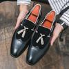 Men's Patchwork Locke Fringed Leather Shoes Size Autumn British Pointe Le
