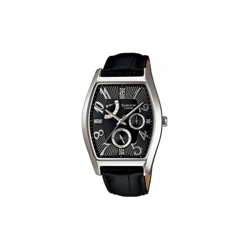 

Casio SHEEN barrel-shaped quartz movement leather strap Japanese and Korean watch women s watch black dial SHE-3026L-1A чорний
