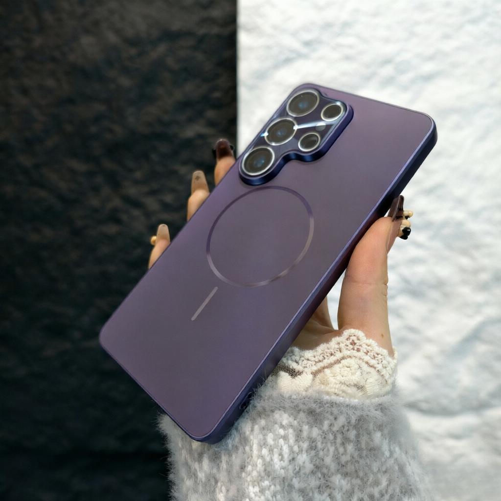 Business Frosted Matte For Magsafe Magnetic Case For Samsung Galaxy S26 Ultra S25 Plus Lens Film Acrylic Plating Hard Back Cover