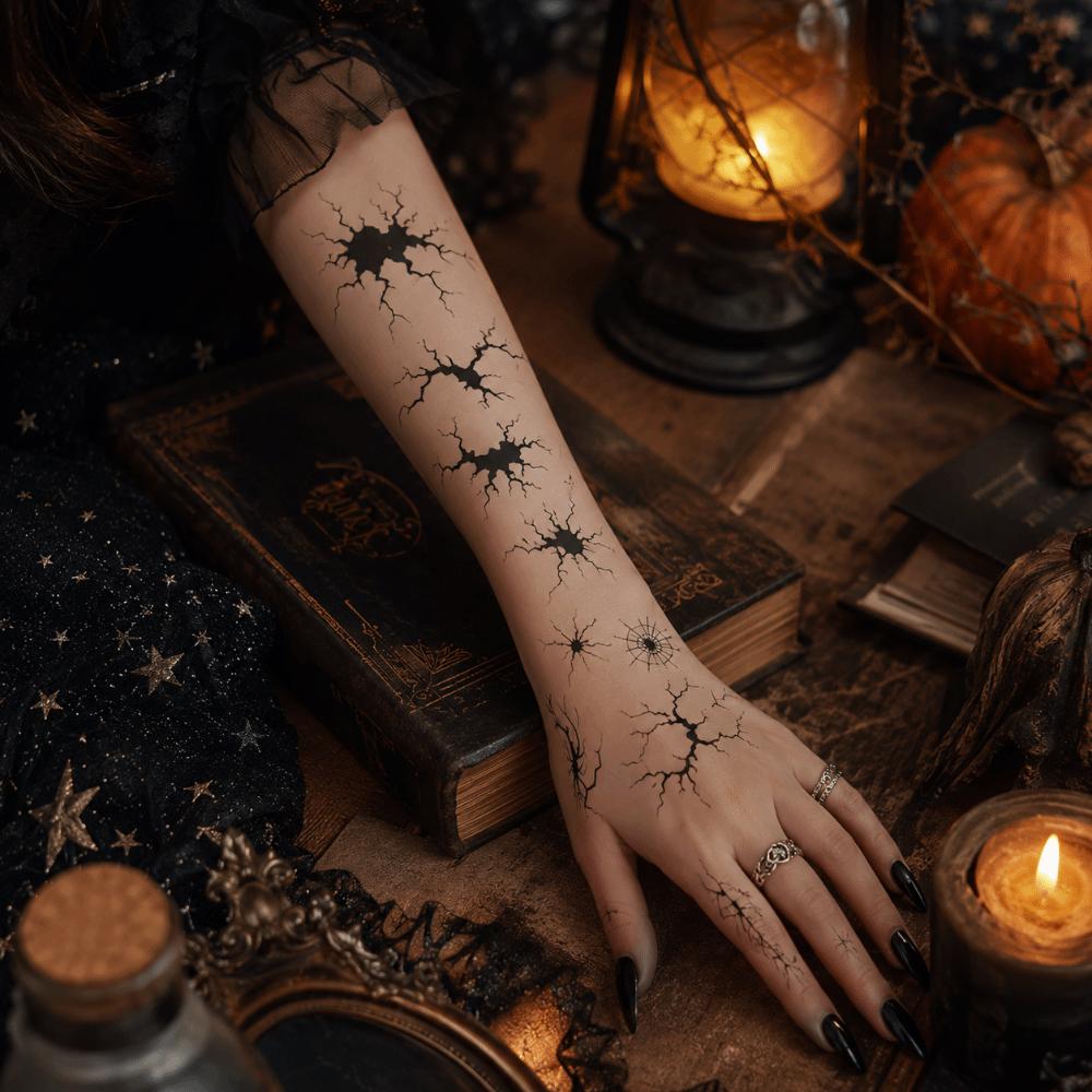 10 pièces Maquillage Corporel Halloween Autocollants Tatouages Toile d'Araignée Imperméable Tatouages Maquillage Performance