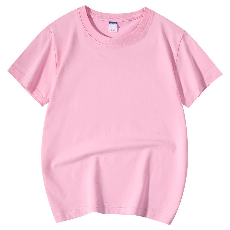 

Хлопковая детская футболка с круглым вырезом для детей среднего и старшего возраста, хлопок карамельного цвета с половиной рукавом 160cm розовый