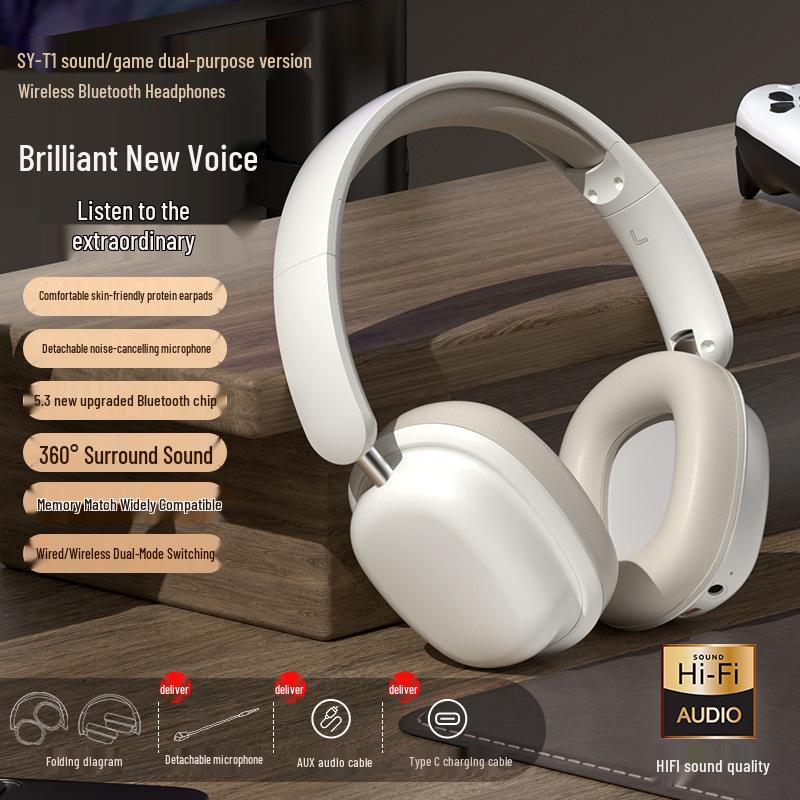 Wireless Bluetooth Gaming Headphones with Detachable Microphone