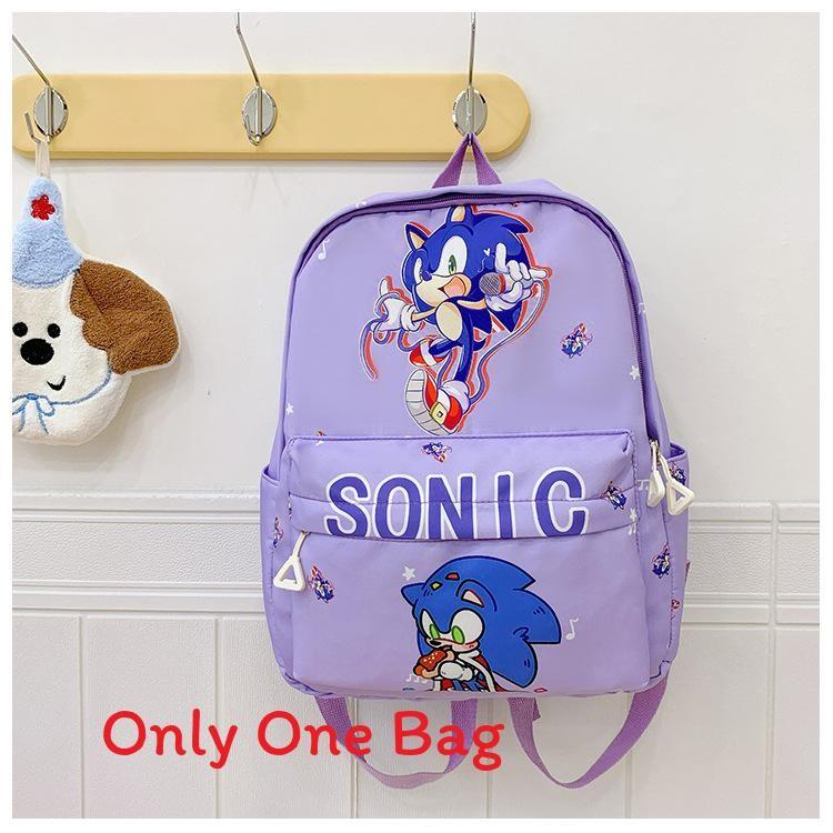 Sonic Cartoon Letter Kids Lightweight Nylon Backpack For Daycare And Travel